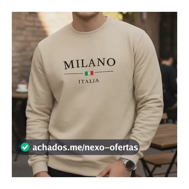 Moletom Careca Milano Italia Gola Redonda Suéter Flanelado