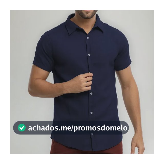 Camisa Masculina Linho Manga Curta Slim Fit Bamborra