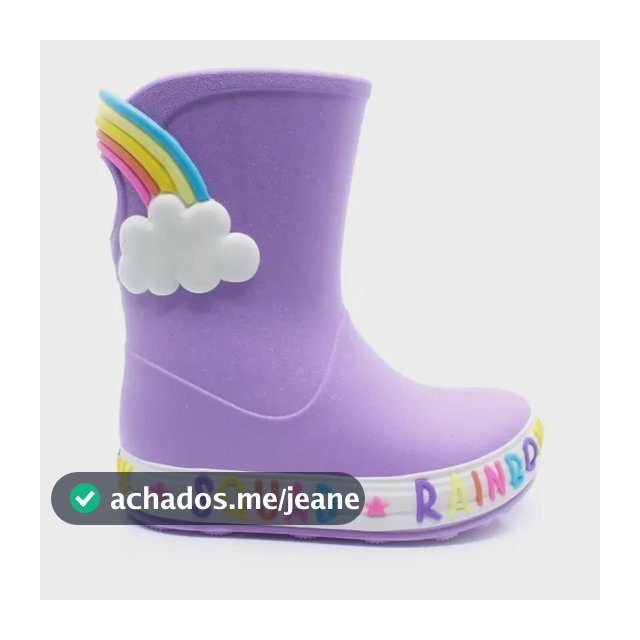 Galocha Infantil Menina Plugt Nuvem Arco Iris Glitter Macia