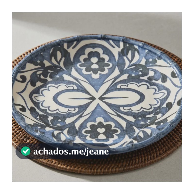 Sousplat Cerâmica Dolce Mare Azulejo Português Azul 34,5cm M