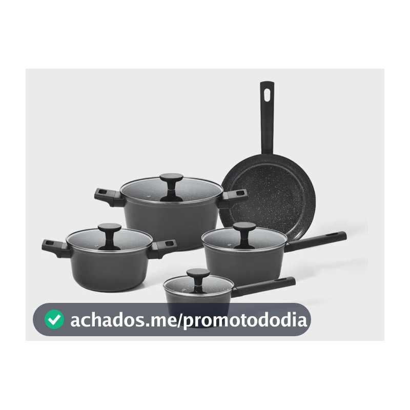 Jogo 5 Panelas Antiaderente Ultra Ceramic Mou Preta - Oikos Preto
