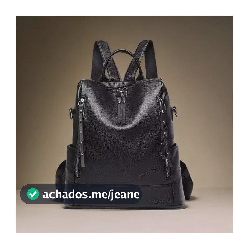 Mochila Feminina Couro Altíssima Qualidade Executiva Notebok Preto Liso