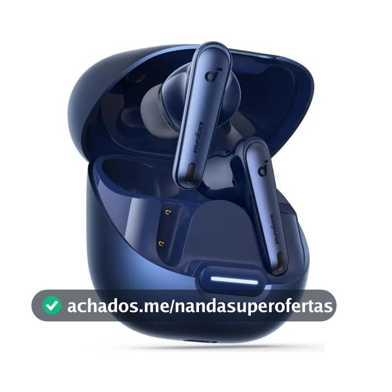 Fone de Ouvido Soundcore da Anker Liberty 4 NC ANC Redução de Ruído 98,5% Cancelamento Adaptativo Bluetooth 5.3 Multiponto Cor Azul Drivers de 11mm Áudio Hi-Res 50h de Bateria Carga Sem Fio