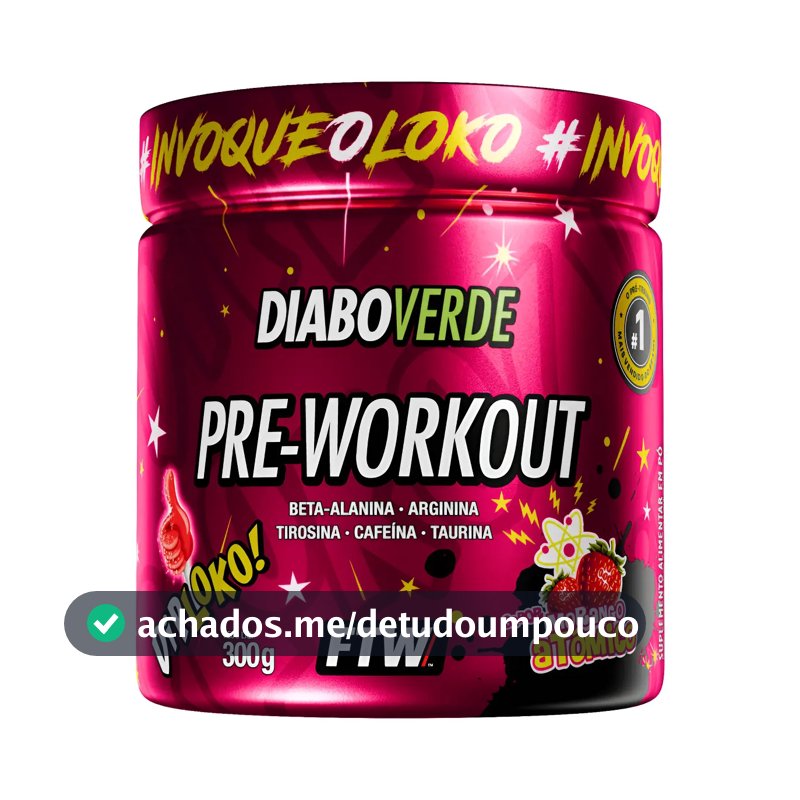 Suplemento em pó FTW Diabo verde Dip Loko! Pré treino sabor Morango Atômico x 300g