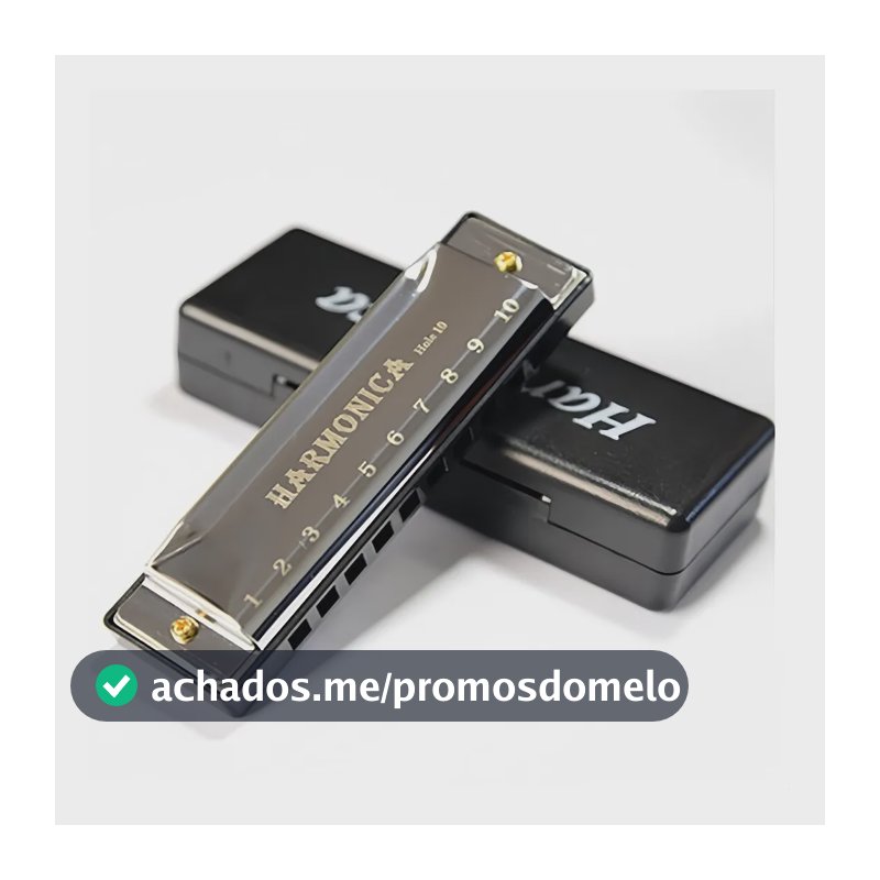 Gaita Diatônica 10 Furos C Cromada Profissional Preto C Prateado