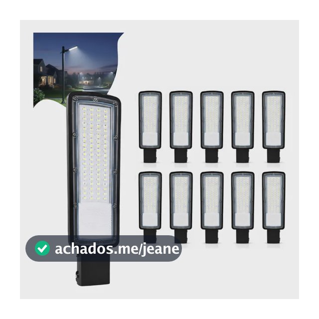 Kit 10 Luminária Led P/ Poste 200w Iluminação Publica Bivolt 110v/220v (bivolt) Preto Branco-frio
