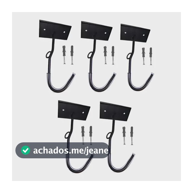 Gancho Pendurar Bicicleta Parede Suporte Kit 5 Unidades Bike Preto