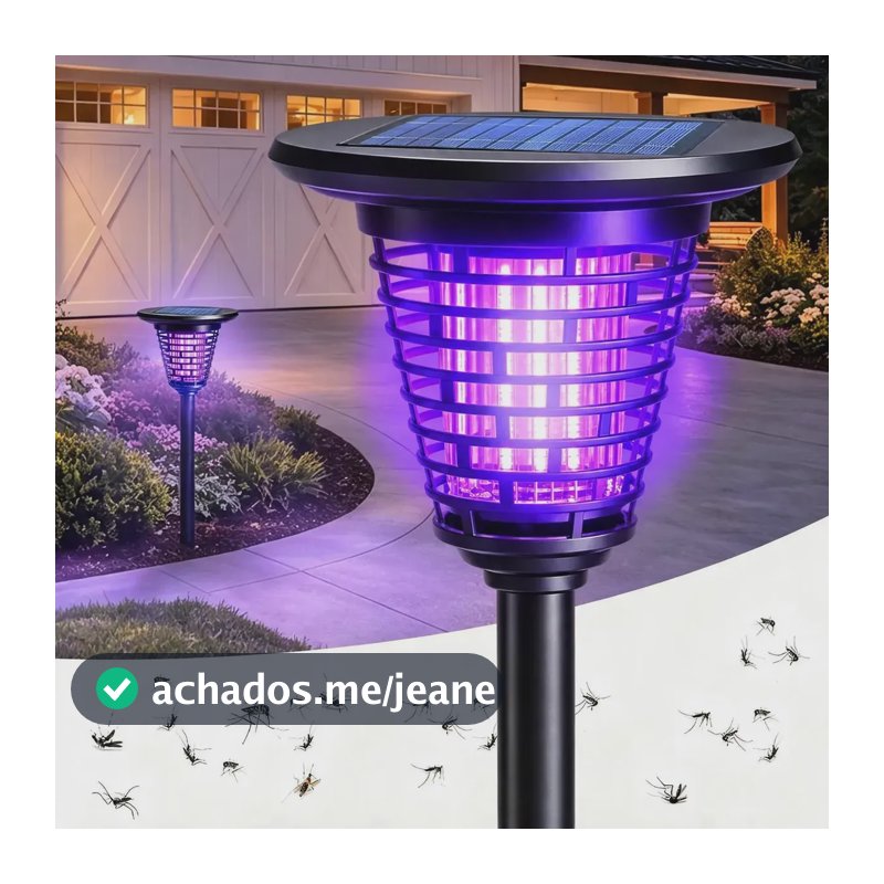 Luminária Solar Armadilha Mata Mosquito Insetos Repelente Uv Preto 0