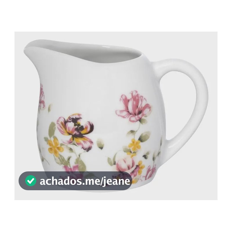 Leiteira Em Porcelana 245ml Floral Le Jardin Hauskraft Cor Branco