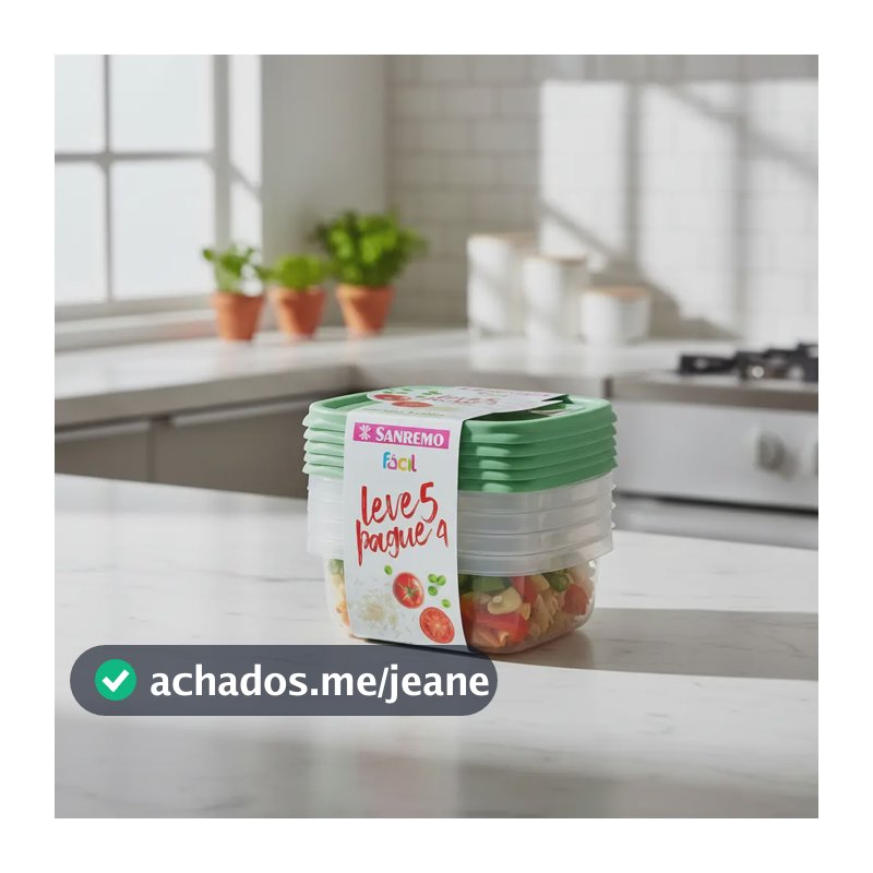Conjunto Com Pote Plastico Sanremo 530ml Leve 5 e pague 4
