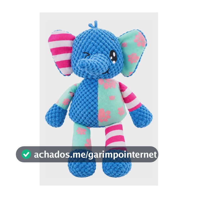 Brinquedo Pelúcia Mordedor Elefante Com Apito para Cães e Gatos