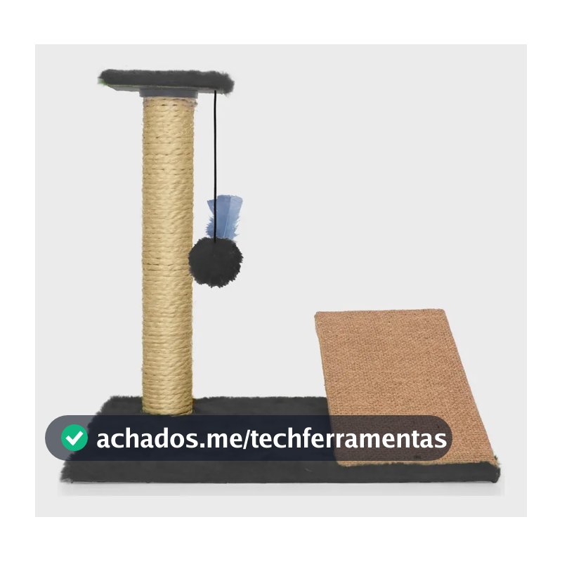 Arranhador Gatos Poste Com Rampa E Brinquedo Exclusivo Cor Preto