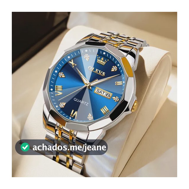 Olevs Relógio Masculino A Prova D'água Quartzo 9931 Prateado Azul