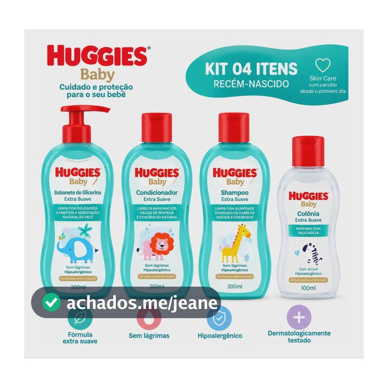 Kit Huggies Extra Suave Para Cuidado De Bebês - 4 Itens Azul-claro