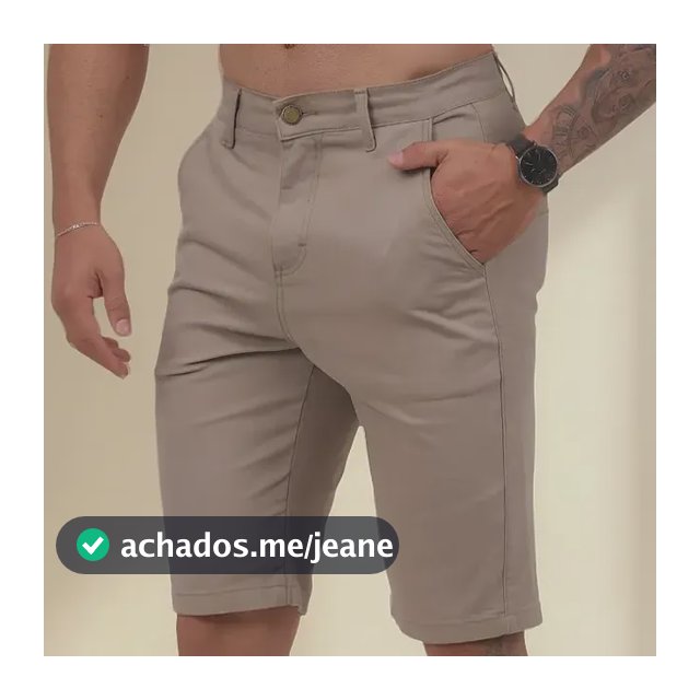 Bermuda  Masculina Sarja Casual Sport Fino Elastano Elegante
