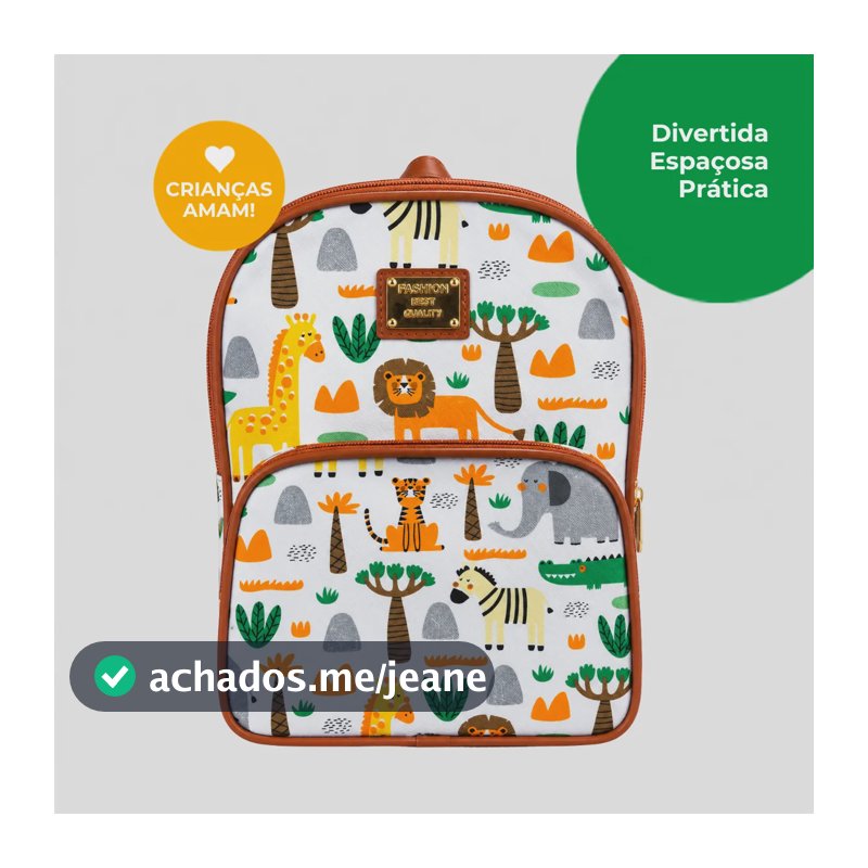 Mochila Infantil Escolar Pequena Creche Menino Menina 1 A 6 Safari