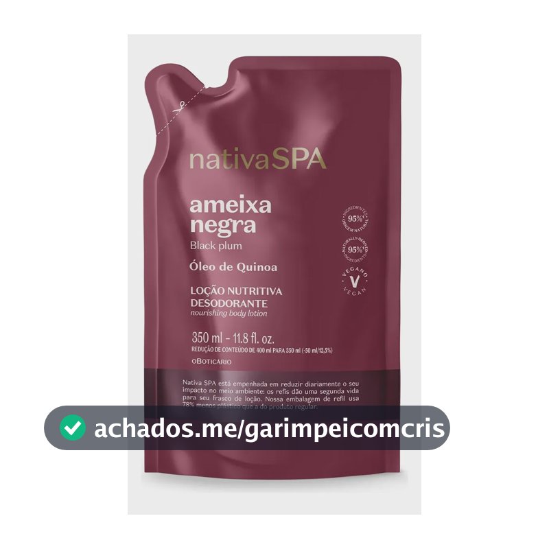 Refil Loção Desodorante Hidratante Corporal Nativa Spa Ameix