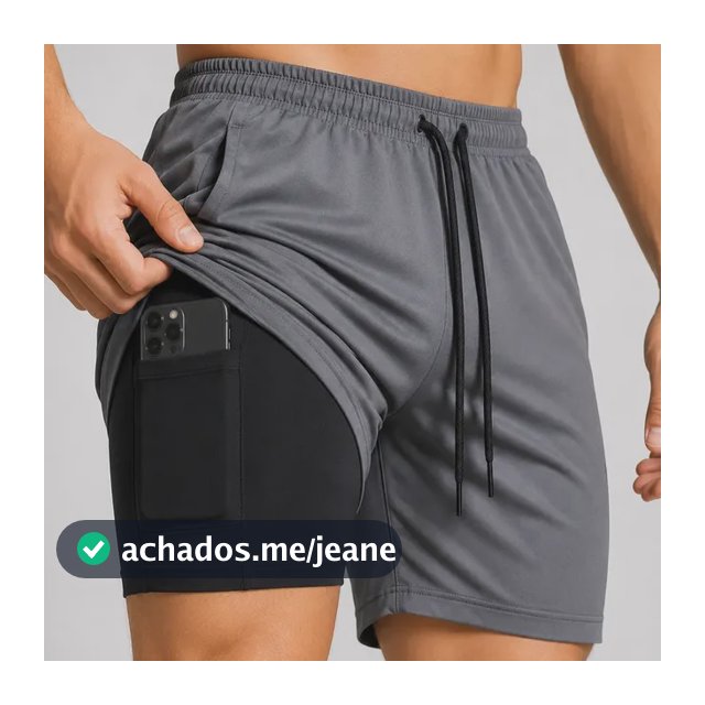 Bermuda 2 Em 1 Short Duplo Masculino Academia Corrida Treino