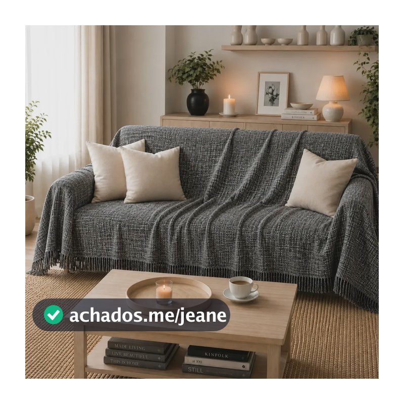 Manta Para Sofá Gigante 300x180 (king Size) Algodão Promoção Preto Mesclado Liso