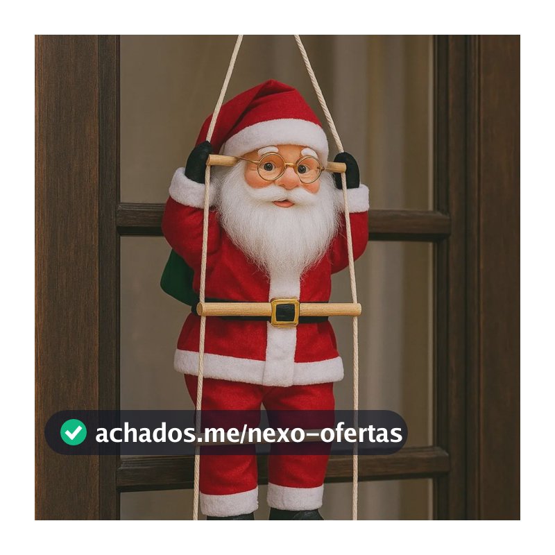 Papai Noel Escalando Escada Enfeite De Natal Porta E Janela Vermelho