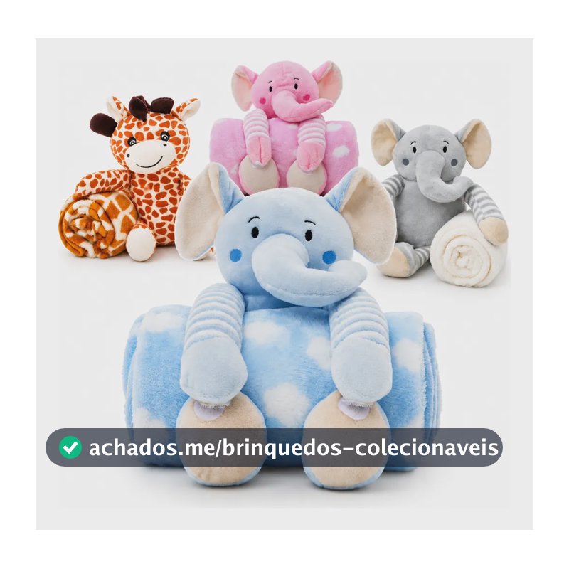 Manta Para Bebê Soft Naninha Pelúcia Antialérgica Enxoval Elefante Azul