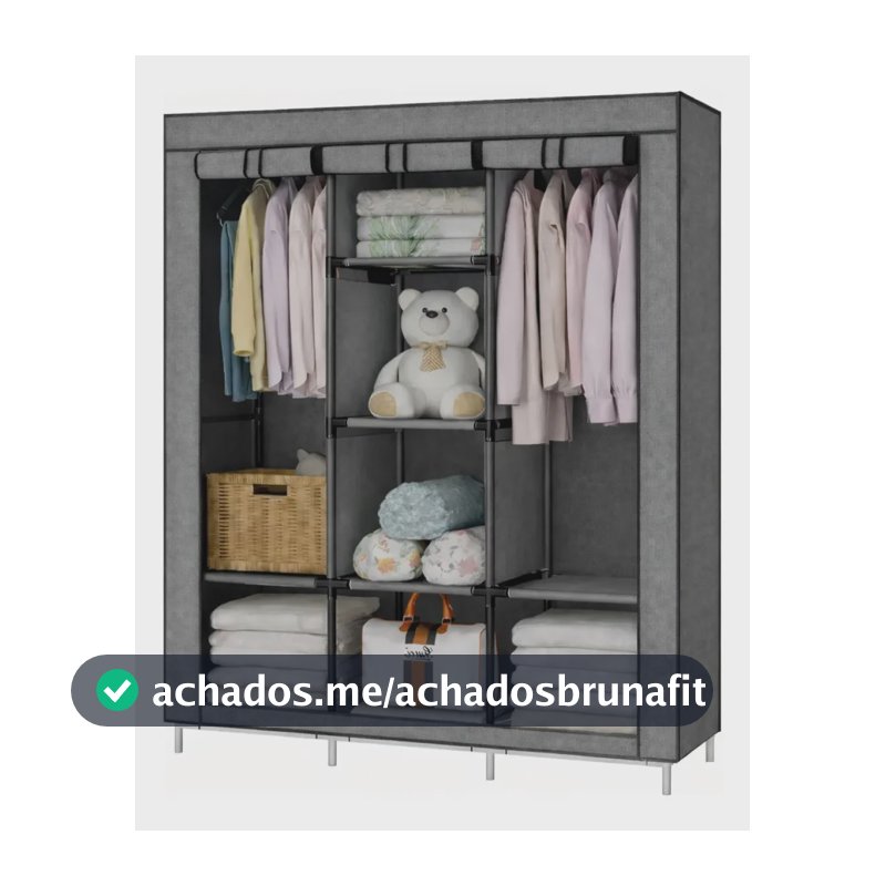 Armário Guarda Roupa Organizador Dobrável Desmontável Cor Cinza