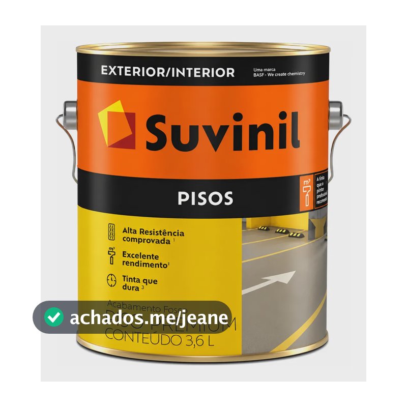 Tinta Acrílica Suvinil Premium Para Piso 3,6l Cores Basicas Branco Fosco