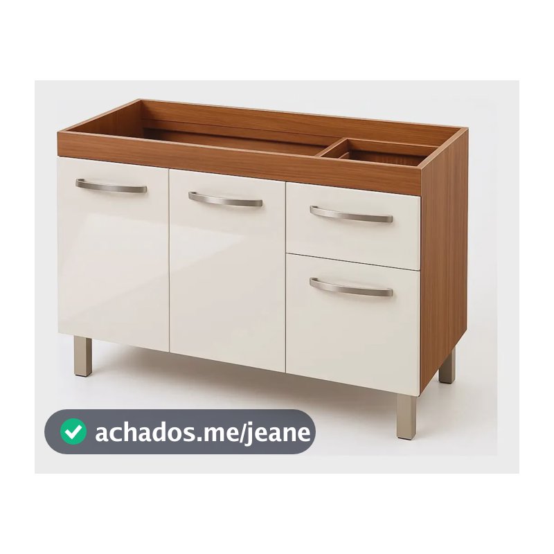 Gabinete Cozinha 120cm Balcão Sem Tampo Armário Com Gaveta Freijó/ Off-white