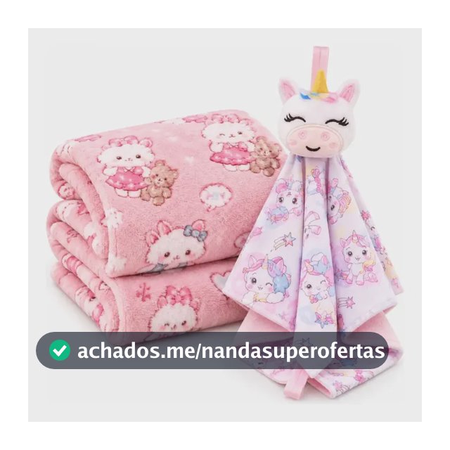 Manta Bebê Com Naninha Macia Microfibra Enxoval Rosa Menina - Naninha Rosa