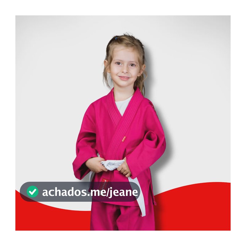 Kimono Jiu Jitsu Infantil Judô Feminino Rosa Faixa De Brinde Rosa M00