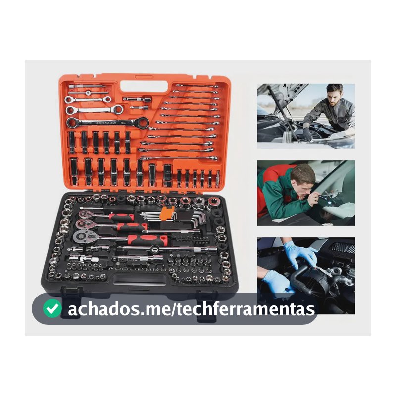 Kit de Ferramentas Inova Cases 151 Peças Profissional, para Reparos Mecânicos com Maleta Preta
