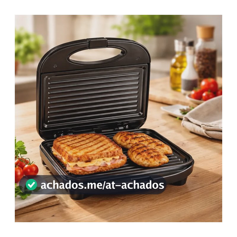 Sanduicheira Elétrica Antiaderente Grill 750w Preto 110/220v Preto 127v