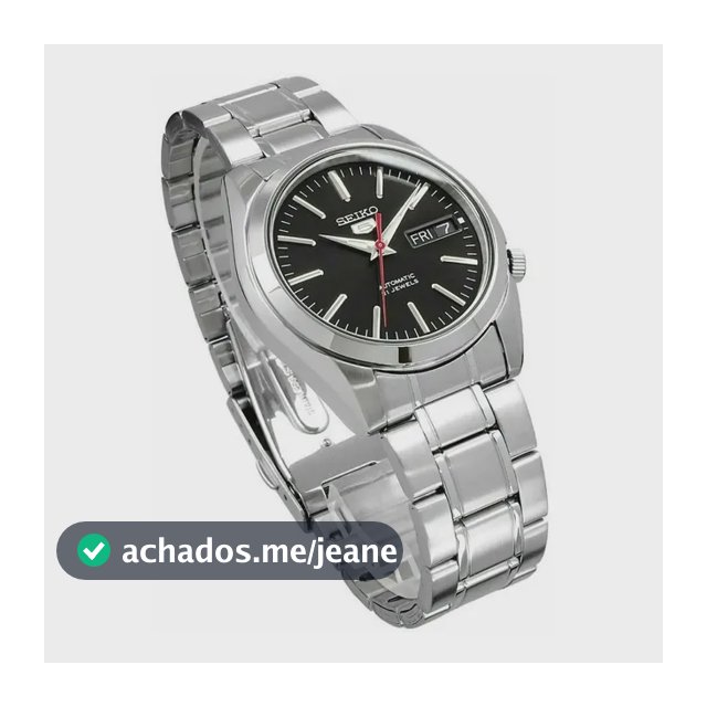 Relógio Seiko 5 SNKL45K1 Masculino de Aço Inoxidável Prateado com Calendário e Fundo Preto