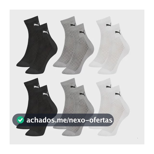 Kit 6 Pares Meias Puma Cano Médio Esportiva Algodão Original