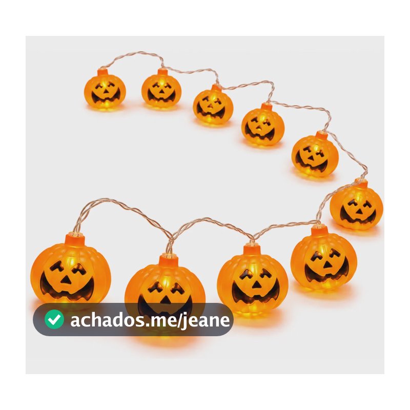 Varal Abobora Com Led Decoração Halloween Enfeite Festa Luz Laranja Abobora Led, Halloween, Luzes Abobora