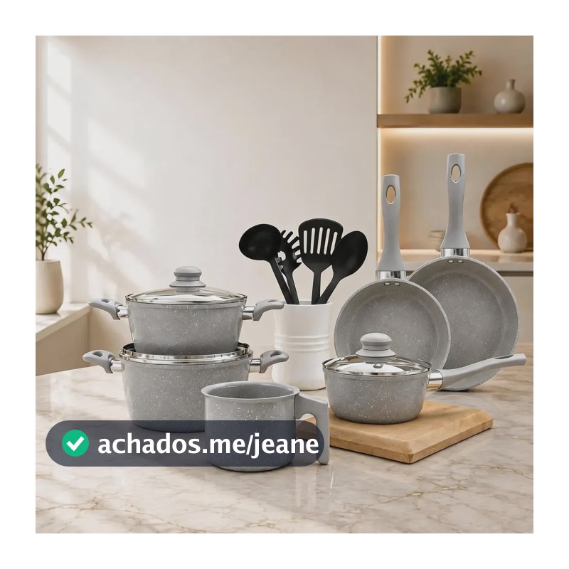 Jogo De Panelas Haushop 10 Peças Forjado Cerâmico Completo Greige