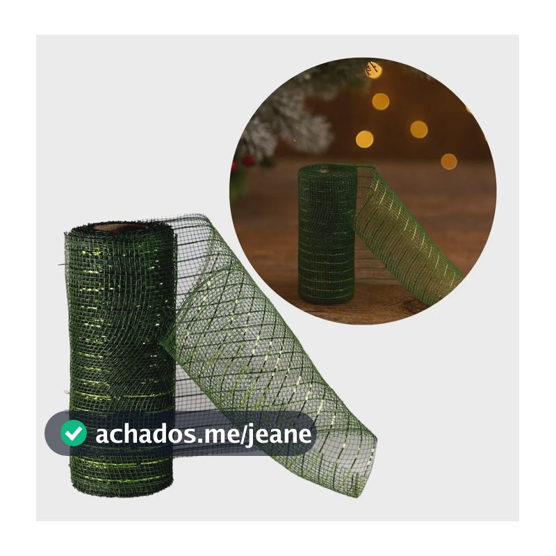 Tela Decorativa De Natal Malha Tule Sisal Verde Fosco