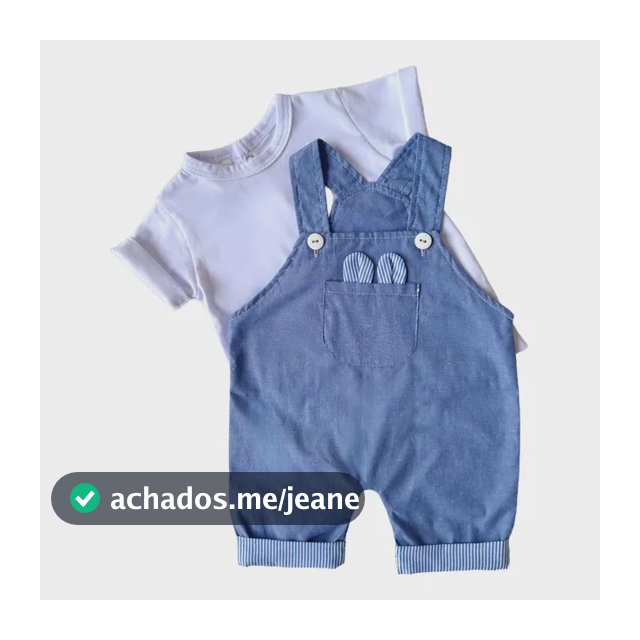 Jardineira Jeans Nika Baby Para Bebê - Estilo E Conforto Azul-escuro P Veste 0 A 3 Meses