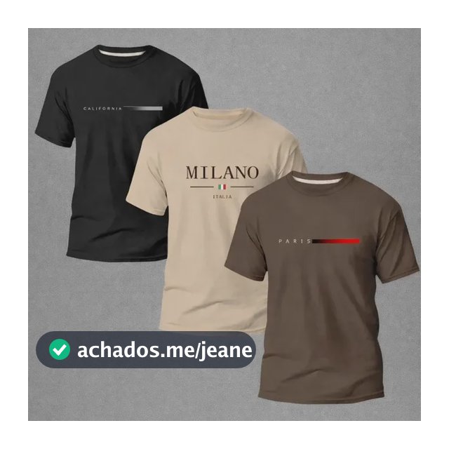 Kit 3 Camisetas Masculina  100% Algodão Premium Verão Oferta