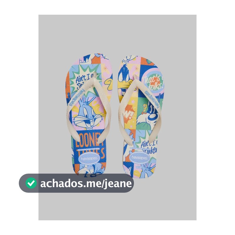 Sandalias Havaianas Top Warner Clas Fc Bege Palha Estampado 35/36