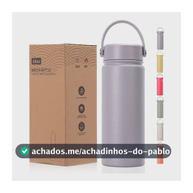 Garrafa Térmica Inox 532ml Parede Dupla Gelada 24h Com Alça Lavanda