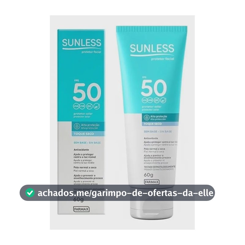 Protetor Solar Facial Fps50 Sunless Sem Base 60g Toque Seco Sem Cor