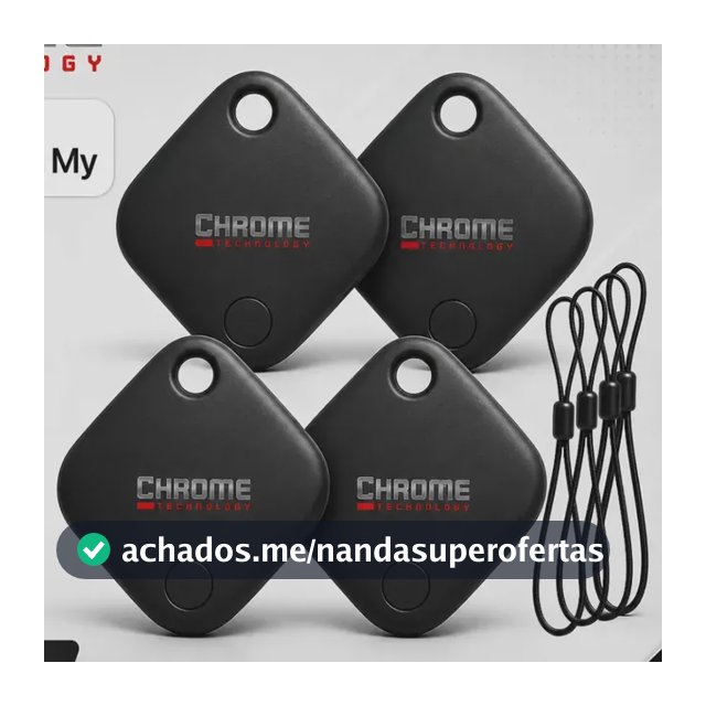 Chaveiro Localizador Smart Tag Kit 4 Rastreador Ios Apple Gps Com Cordão Chaveiro Cor Preto Compatível Com iPhone Chrome Technology