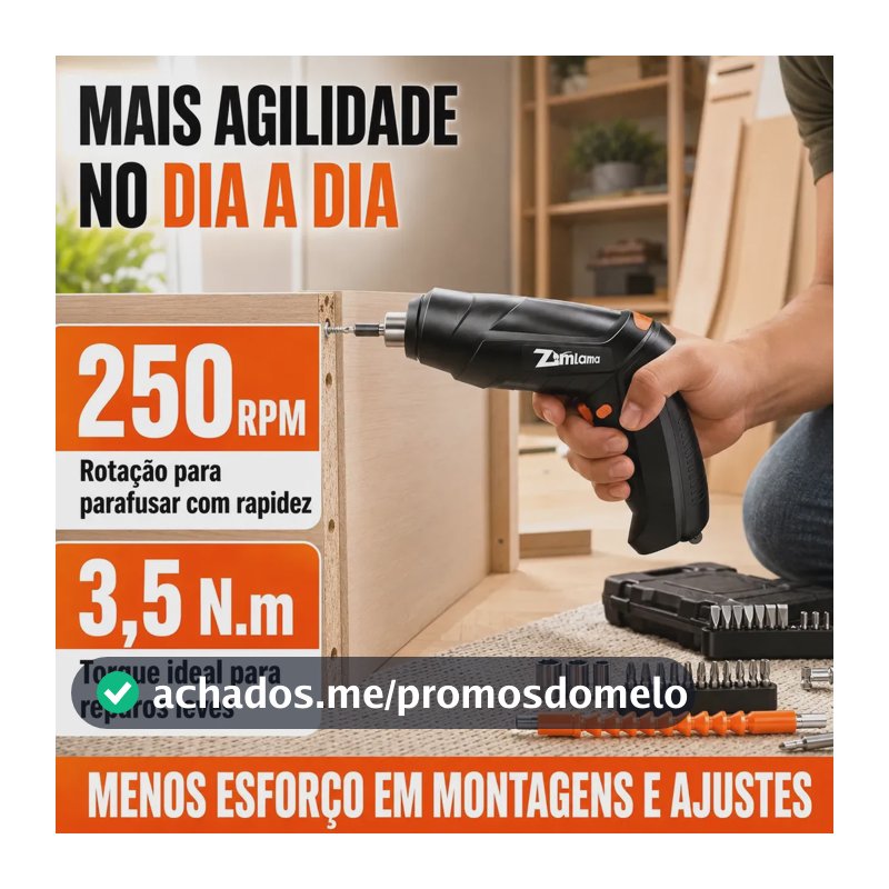 Kit Mini Parafusadeira Elétrica e Furadeira Sem Fio, 4.2V, com 47 Peças e Bateria USB – ZML-013