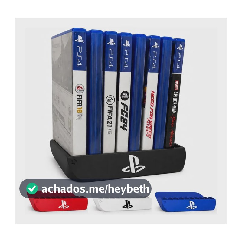 Suporte Porta Jogos Playstation Ps5 Ps4 Ps3 Até 10 Jogos Preto
