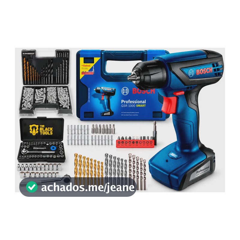 Parafusadeira E Furadeira A Bateria Bosch Gsr 1000 Smart Maleta Com Kit Brocas E Soquetes Profissional 340 Peças