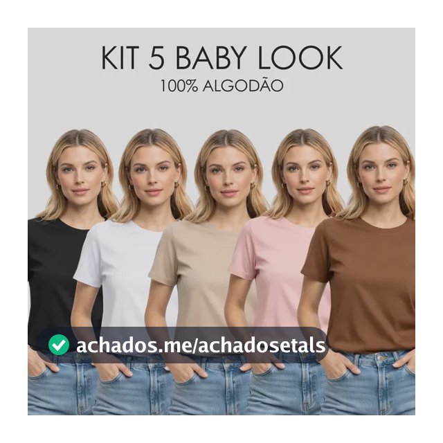 Kit 5 Blusas Baby Look Lisas Feminina Casual Algodão Premium