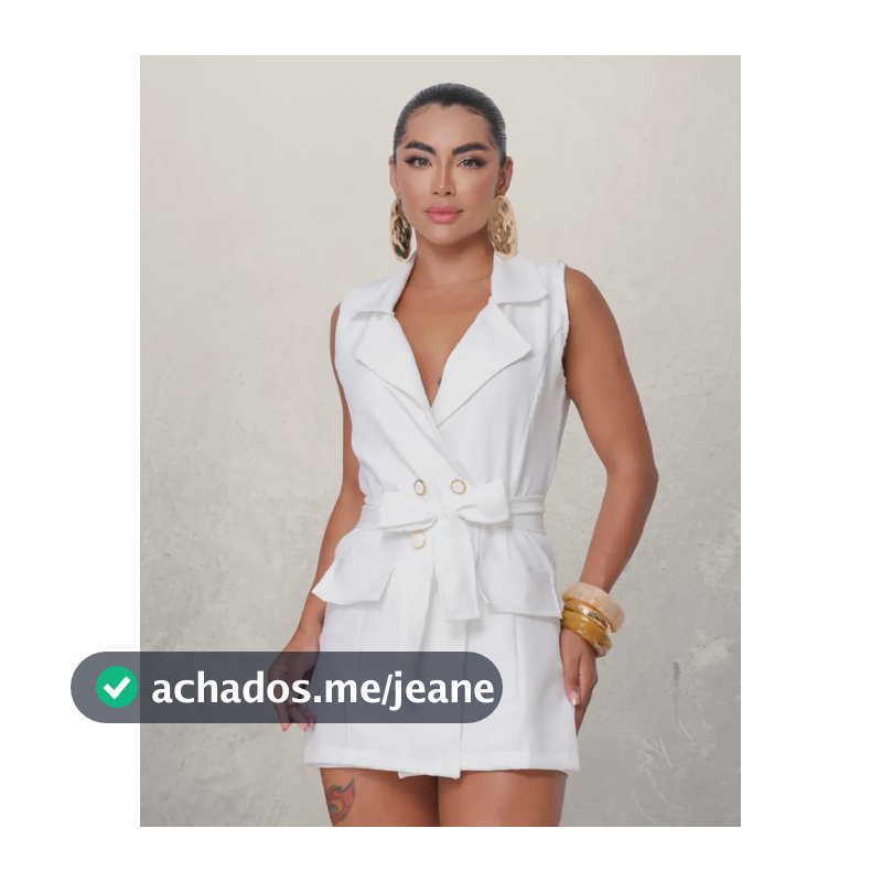 Macaquinho Feminino Social Blazer Alfaiataria Elegante Chic Off White P