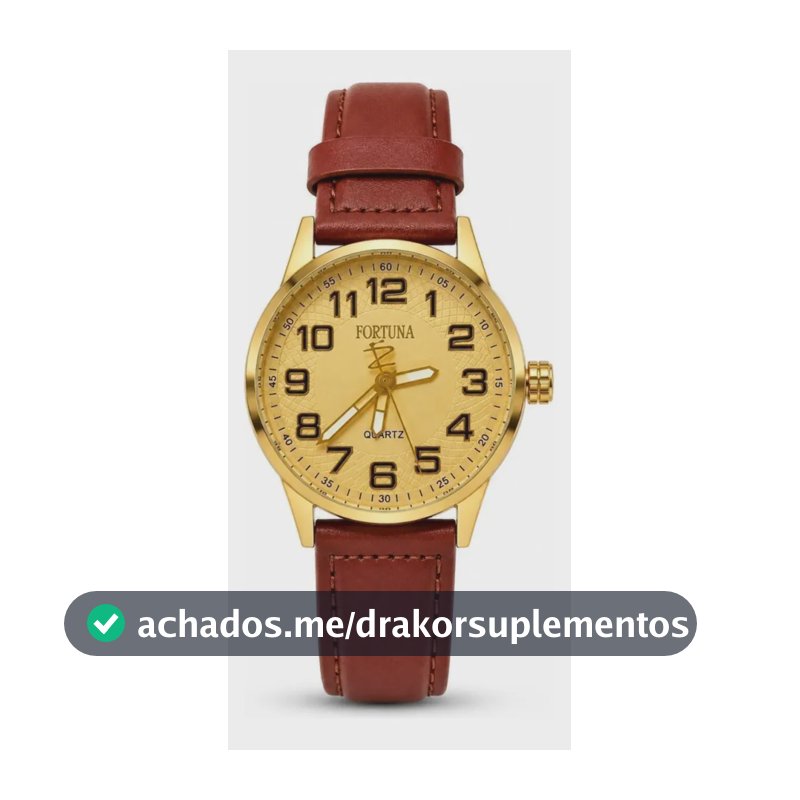 Relógio De Pulso Masculino Fortuna Old Money Minimalista Marrom Cx Dourada