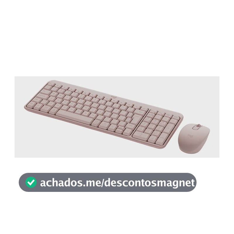 KIT Teclado E Mouse Sem Fio Logitech Mk250 Rosa